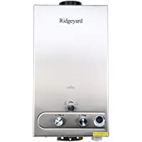 Iglobalbuy 12L LPG Calentador de agua Acero inoxidable Calentador de agua Instantáneo Caldera Cepillado Con ducha